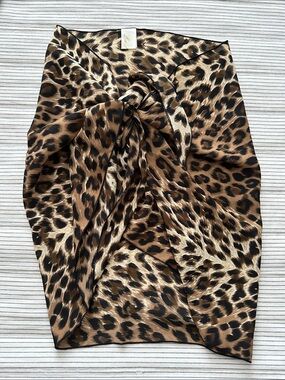 Leopard Print Scarf Style Sarong in Brown, Tan & Black